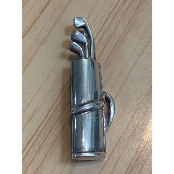 Golf Clubs and Bag Sterling Silver Pin Brooch #golf - Picture 1 of 3